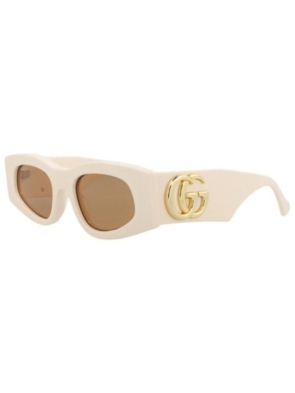 New Gucci Womens Square/Rectangle Ivory Ivory Brown Fashion Designer Sunglasses